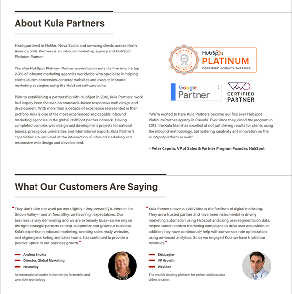 An example of social proof on a Kula landing page